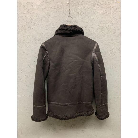H&M Sherpa Faux Fur Lined Suede Jacket Women’s XS Black‎ Cozy Winter Coat - Picture 12 of 12